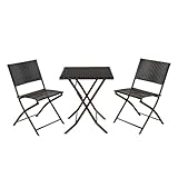Grand patio Parma 3-Piece Wicker Patio Bistro Set Outdoor Furniture Set Folding Bistro Chairs and Table - Brown
