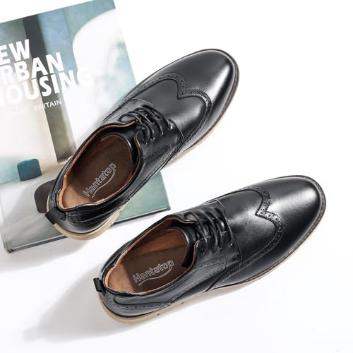 Image of Men's Full-Grain Leather Oxfords, Business Formal Dress Shoes with Arch Support, Comfortable for Office, Daily & Dating