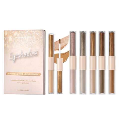 Sombra de ojos líquida de 6 piezas: resistente al agua de doble cara, maquillaje de ojos, juego de pigmentos mate brillante | Sombra de ojos líquida fácil de aplicar para mujeres, adolescentes