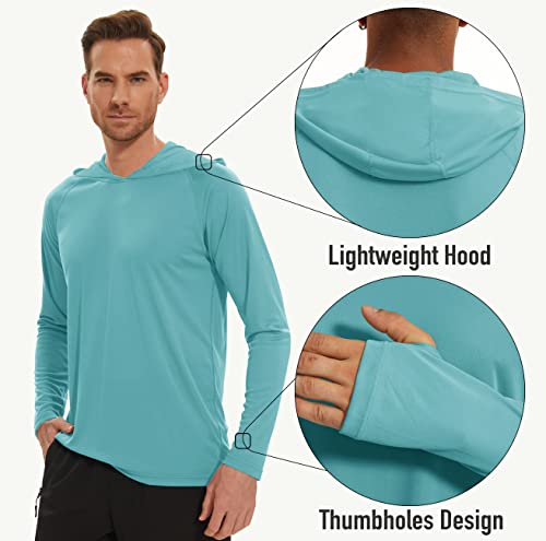 Long Sleeve Uv Protection Shirts Men With Hood Athletic Shirts Running Shirts Workout Shirts Sun Shirts Hiking Outdoor Hooded Shirts Grey Green #TOP4