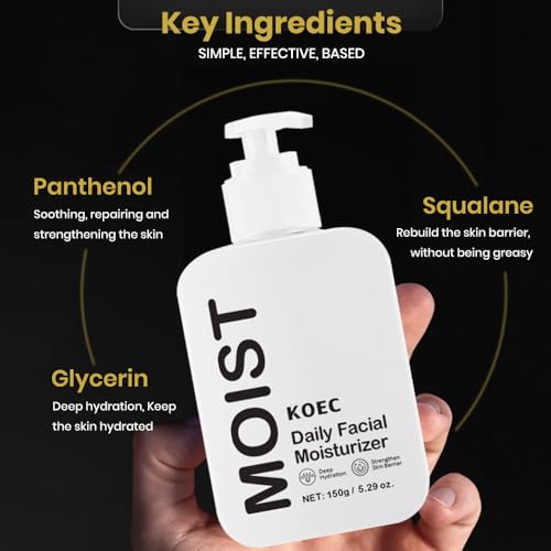 KOEC Daily Skincare Duo | Exfoliating Face Wash & Hydrating Face Moisturizer | Unscented Kit for Sensitive Skin, Paraben Free, Natural Skincare Gift Set 5.29 Oz. Each