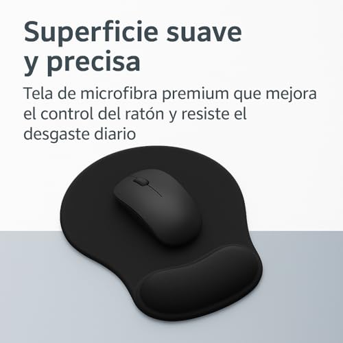 Alfombrilla ergonomica para ratón. Almohadilla con reposamuñecas de Gel ergonómico para pc. Base de Goma Antideslizante. Mouse Pad ergonómica de microfibras (Ergo 2.0) - imagen 6