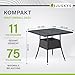 Juskys Polyrattan Gartentisch Yoro wetterfest - Balkontisch 80x80 cm eckig - Rattan Beistelltisch mit Glasplatte - Kleiner Tisch für Balkon - Schwarz