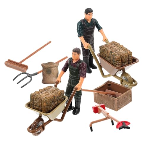 ERINGOGO 12 Piezas Accesorios Granja Miniatura con Figuras Agricultores y Herramientas Realistas para Decoración Micro Paisaje y Jardín Miniatura