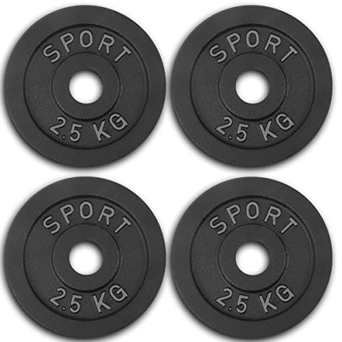 AtHaus® Bad Company - Juego de discos de pesas (4 unidades, 2,5 kg, hierro fundido, 30/31 mm de diámetro)