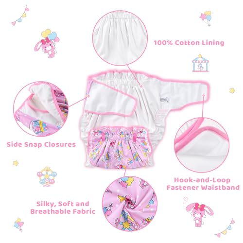Image of Littleforbig Adult Ribbon Omutsu Diaper Wrap Cover Washable Adjustable Reusable Waterproof - Usagi Pastel Circus Pattern