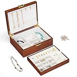 Slege Joyero Mujer de Madera,Hecho a Mano 2 Capas Caja de Joyería, Organizador Joyas,Porta Joyas,Regalo para Mujeres y Niñas,Caja Joyero para Collares,Aretes,Pulseras y Anillos