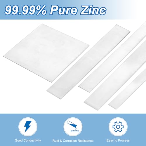 Image of uxcell 10 Pcs Zinc Sheets, 99.9% High Purity Zinc Plate 0.02 inchx4 inchx4 inch(0.4x100x100mm) Metal Zinc Foil Zinc Anode Strip for Science Lab Industry DIY Craft