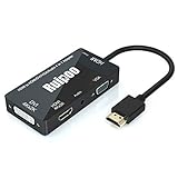 HDMI auf VGA Adapter,4K HDMI zu HDMI / DVI / VGA Adapter 4 in 1 mit 3,5 mm Audio und Micro USB Kabel Multiport HDMI Konverter zum Anschließen von Computer, Laptop, PC, Monitor-Schwarz