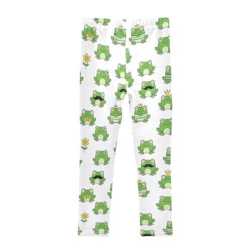 Girls Leggings Size 4T Frog White Stretchy Tights Girl Clothes Comfortable Pants for Workout Dance2