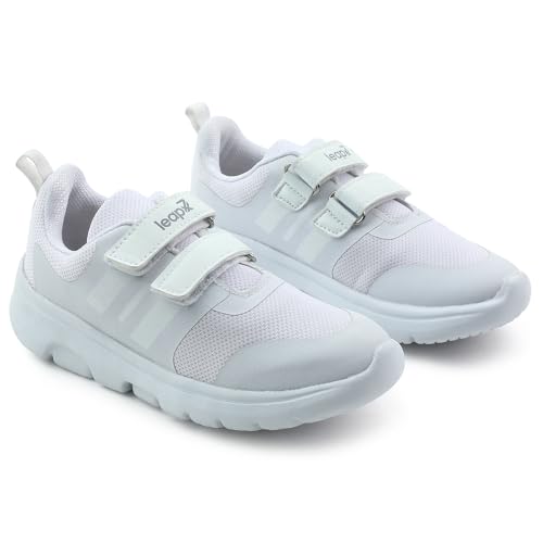 Image of Liberty Leap7x TRIVSKO-2E Lacing /Non-Lacing Uniform School Shoes for Kids - Black & White | Lightweight & Comfortable Outsole | Memory Foam Insole | Quick Wear Velcro /Lace-Up Closure Cushioned Footbed