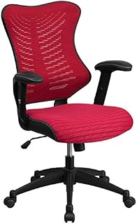 Flash Furniture Burg High Back Chair, Foam Nylon Steel, Burgundy Mesh, 42.75 x 25.75 x 25