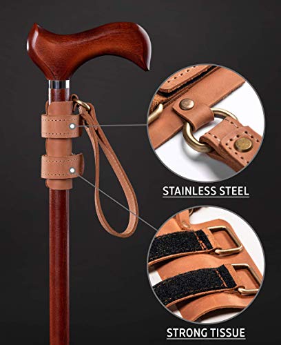 Universal Walking Stick Wrist Strap Leather - Brown Handmade Walking Cane Cords #TOP4
