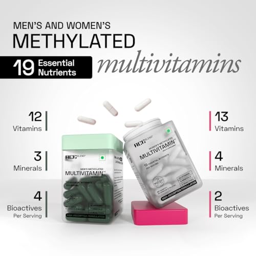 Image of Ace Blend Multivitamin for Men and Women | Pack of 60 each | Methylated Multivitamin with19 Essential Nutrients with Quatrefolic, MenaQ7 K2 & Vitashine D3 | Supports Hormonal Balance, Energy & Immunit