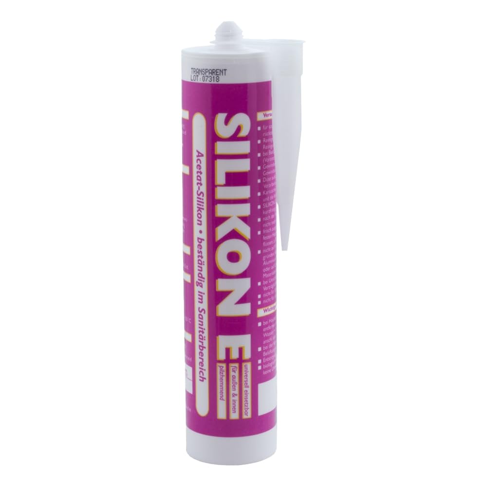 ARLI SET: 12x Silikon Fugendicht 310ml transparent – Schimmelhemmend UV Beständig Witterungsfeste Dichtmasse auf Acetat Basis für Badezimmer Küche Fenster Innenbereiche Außenbereiche - 12 Kartuschen