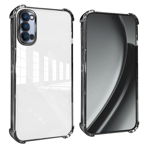 GOGME Funda para OPPO Reno 4 5G (Reno4 5G) Esquinas Reforzadas con Protector Cámara Carcasa/TPU Anti - Arañazos Antigolpes Suave Clara Design - Negro