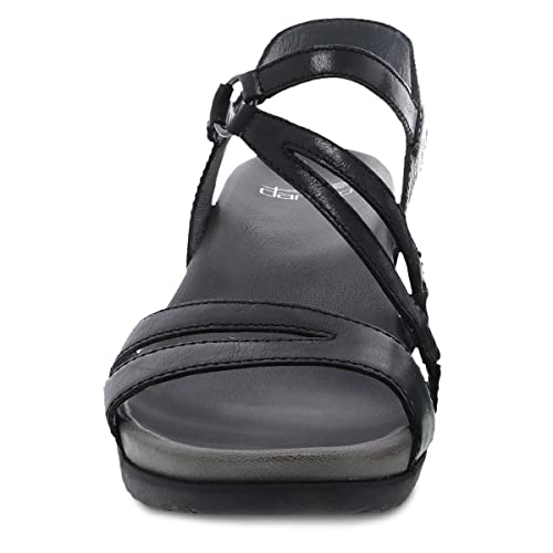 Dansko Addyson Wedge Sandal For Women – Cushioned, Contoured Footbed For All-Day Comfort And Support – Adjustable Hook & Loop Strap With Buckle Detail – Lightweight Rubber Outsole Black 7.5-8 M Us #TOP3