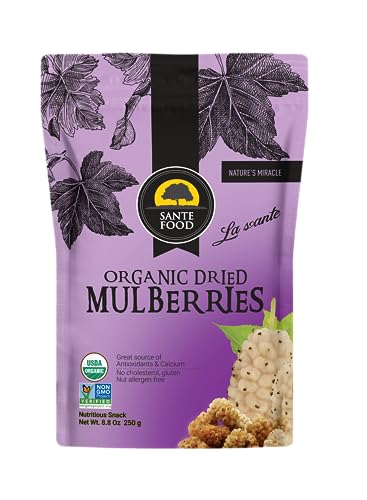 Sante Food Premium USDA Organic Sun Dried Wild White Mulberries 8.8 Oz | Non-GMO Gluten Free Nut Allergen Free No Added Sugar And Vegan Healthy Fruit Snack Resealable Bag Naturally Sweet (1 Pack) - image 1