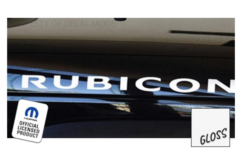 Decal Mods Rubicon Hood Decals Stickers fits Jeep Wrangler Rubicon JK & TJ (1997-2018) Set of 2 [White Gloss] SJ4T6
