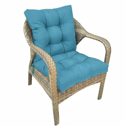 UUluhao Indoor Outdoor Wicker Seat Cushion Set Teal Blue Waterproof Tufted Patio Chair Cushion for Wicker Chairs and Rocking Chair,41.7 * 20.8 * 3.9