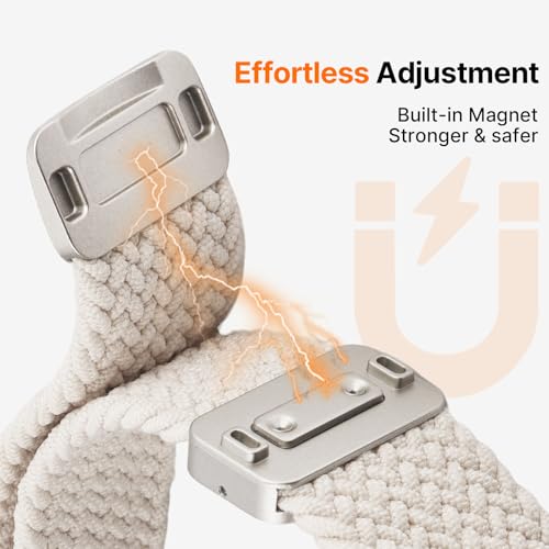Image of Fullmosa 2 Packs Magnetic Braided Watch Bands - 18mm 20mm 22mm Quick Release Replacement Wristband, Stretchy Nylon Solo Loop Compatible with Traditional and Smartwatches for Men Women