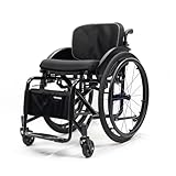 All-Terrain Ultra Lightweight Sports Wheelchair Foldable Adjustable Footrest and Seat Height, Handbrakes,Suitable for Teenagers, Adults, Seniors(Black2,Seat Width 40cm/15.74in)