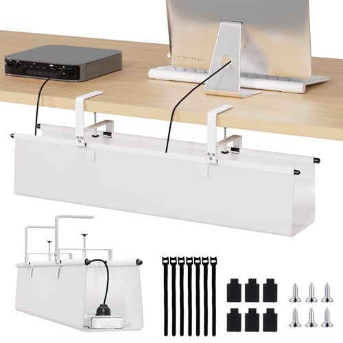Plateau de gestion des câbles sous bureau range-câbles ordinateur et support multiprise en tissu