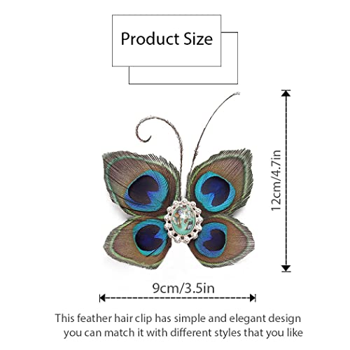Genbree 1920S Feather Headpiece Butterfly Peacock Feather Hair Clip Gatsby Headpieces Peacock Hair Accessories For Women #TOP2