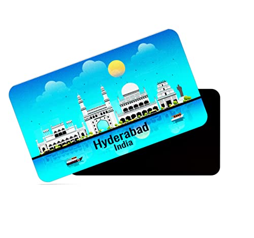 Image of dhcrafts Rectangular Rubber Fridge Magnet /Magnetic Card Blue India Hyderabad Design Pack of 1 (8.6cm x 5.4cm)