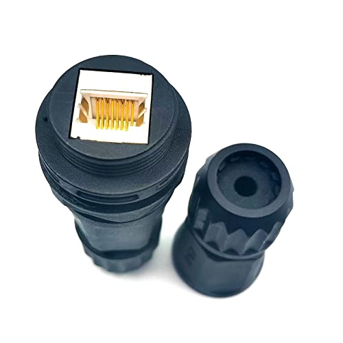 DEVMO 2PCS Empalmes RJ45 Impermeables CAT 5e/6A Negro miniatura 3