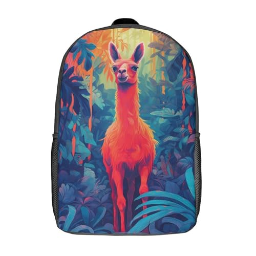 LMYmoney Sac à dos Ronaldo Lama dans la jungle, sac à dos pour enfant, cartable, cartable, imprimé en 3D, pour garçons et filles, 43 cm