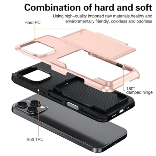 Étui iPhone 14 Pro noir antichoc - Coque de protection robuste porte-carte caché