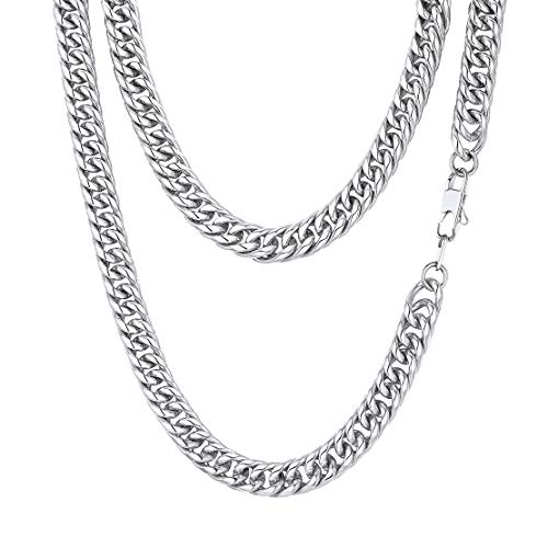 FindChic Men Curb Chain Necklace 18K Gold Plated/Stainless Steel/Black Chunky Double Tight Cuban Link Hip Hop Neck Chains for Men Boys 3.5MM/5MM/6MM/7MM/9MM/12MM 14''-30'' 8 Length Options (