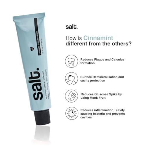 Image of Salt. Oral Care Premium Toothpaste Combo 100g Each - Pack of 5 for Adults - Whitening, Sensitivity & Charcoal | Nano Hydroxyapatite | Fluoride Free | Complete Morning & Night Oral Care