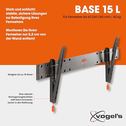Vogel's Base 15L neigbare TV Wandhalterung für 40-65 Zoll Fernseher, Max. 45 kg, Halterung auch für LCD, LED, QLED und OLED Fernseher… – Ansicht 2