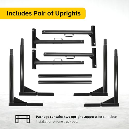 Image of MaxxHaul Adjustable Steel Truck Ladder Rack 500 lb Capacity 52 inch to 71 inch Width No Drill Clamp On J-Bolt Mount Heavy-Duty Rack with Tie Down Anchors for Ladders Lumber Kayaks and Cargo Transport (50241)