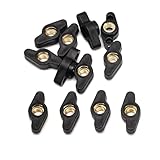 1/4' Wing Knobs Through Hole T Knobs Hand Screw Nut M6 Thumb Screw Threaded Knobs Black 12 Pack
