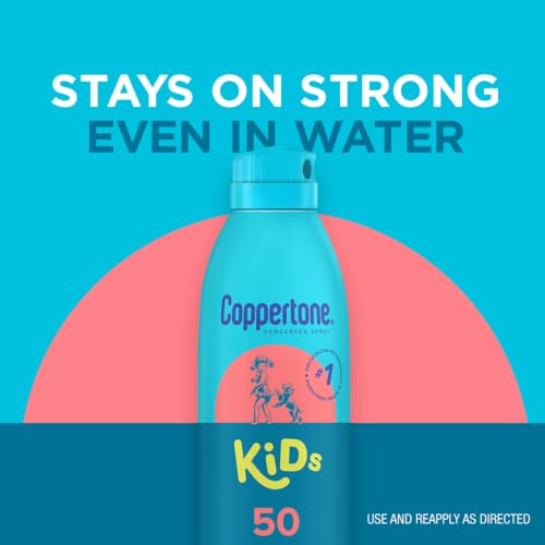 Image of Coppertone Kids Sunscreen Spray SPF 50, Multipack, 3 x 5.5 OZ | Kids Sunscreen Spray, UVA /UVB Sun Protection, Water Resistant, PABA, Octinoxate, Oxybenzone and Dye Free