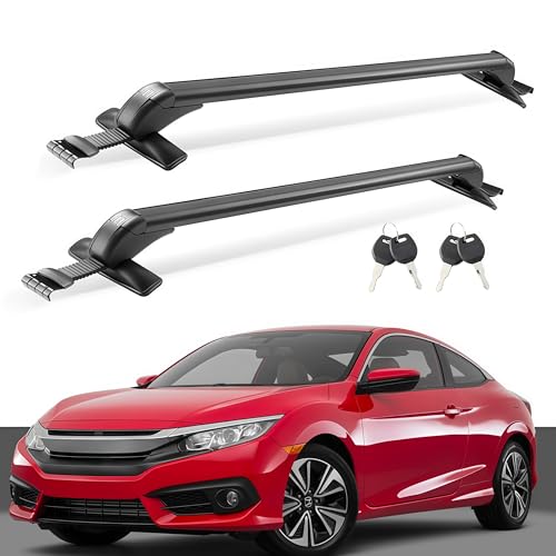longyeauto Cross Bars Crossbar Roof Rack Cargo Rack Luggage Bars Fits for Honda Civic 2015-2020 Roof Racks Aluminum Crossbar Roof Rail Bar 2PCS (Black)
