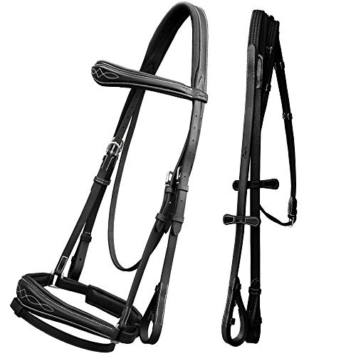 Exionpro Bridle With Crownpiece Fancy Anatomic Browband And Anatomic Noseband - Removable Flash & Web Reins | Padded Crownpiece #TOP19