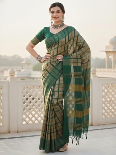 Image of AKHILAM Women's Kanjivaram Woven Soft Silk Saree With Blouse Piece