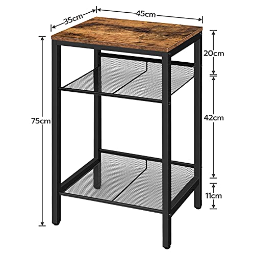 HOOBRO Hoge bijzettafel, industriële telefoontafel, slank nachtkastje, bank-bijzettafel, met 3-laags opbergplanken, smal… - Image 8