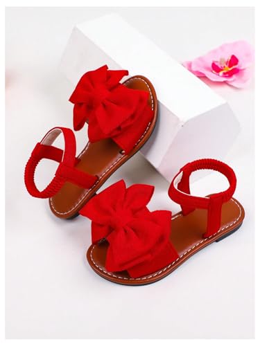 Image of GORGLITTER Girl's Sandals Dressy Bow Ankle Strap Sandal Open Toe Slides Flats Summer Cute Vacation Sandals