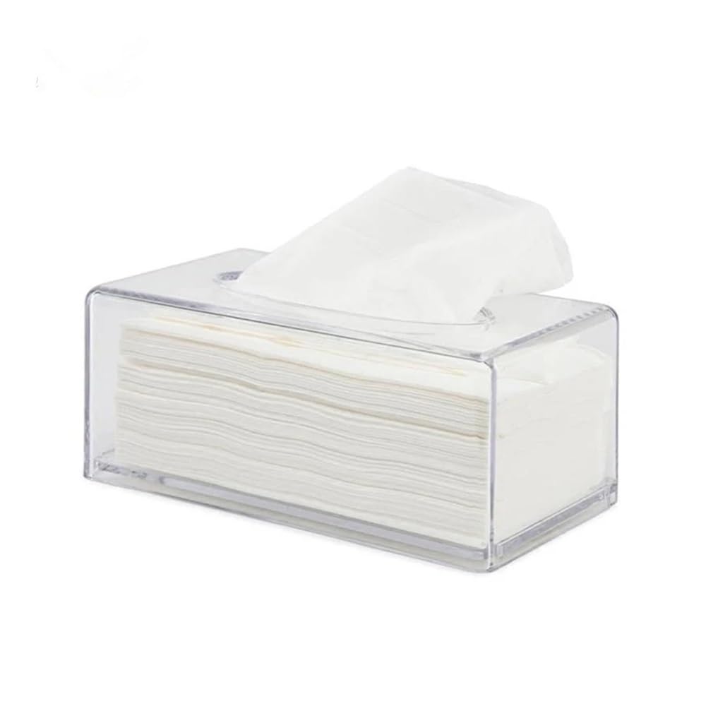 Aimanqi Transparent Clear Acrylic Tissue Box Holder Tissue Dispenser Napkin Holder Car Home Office Desktop Tissue Storage Box Organizer