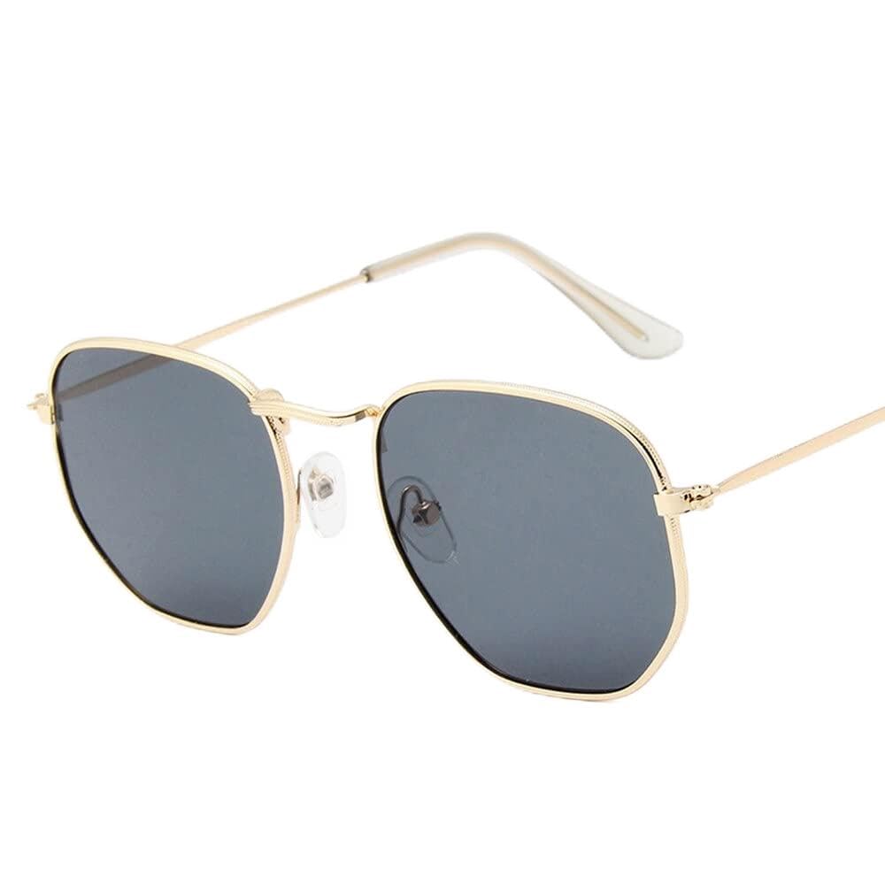 Männer Sonnenbrille Hexagon Sonnenbrille Frauen Metallrahmen Angelbrille Gold Tee Brille
