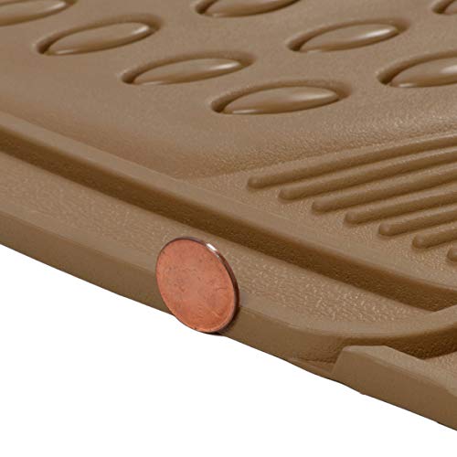 Bdk Proliner Heavy Duty Rubber Floor Mats For Auto - All Weather Protection Liners 3 Pc Set (Tan Beige) #TOP6