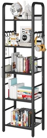 YMYNY 5 Tier Bookshelf, Freestanding Bookcase for Living Room, Be...