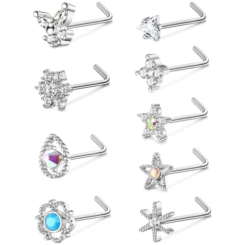 Dochais 9 Piezas Piercing Nariz Forma de L Cover