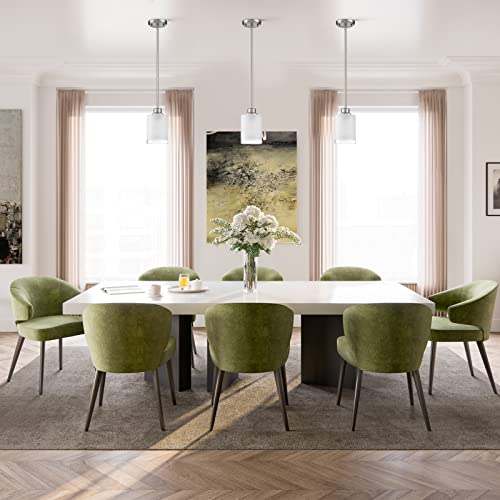 Dolaimi House 2 Pack 1 Light Indoor Hanging Kitchen Island Pendant Light 5 Inch Clear Frosted Glass Chandelier Shade Fixture,Brushed Nickel Finish For Bar,Dining Room Over Sink thumb #6