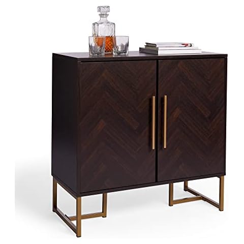 Spinningfield Dark Wood Sideboard with Gold Accents Cover